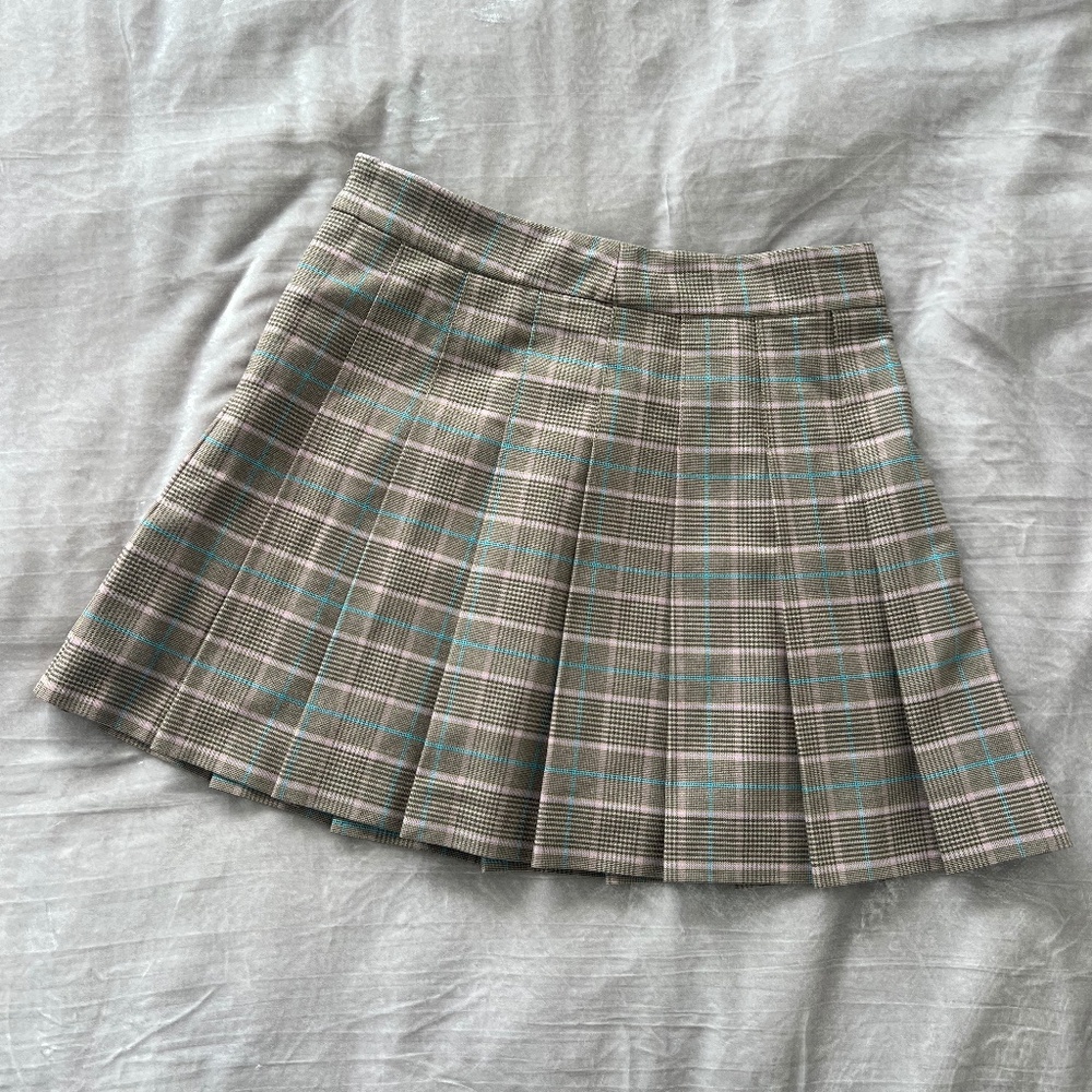 Sunday Best Classic Women’s Size 2 Brown & Pink Pleated Plaid Skirt